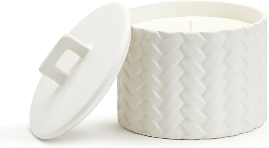 Two's Company White Basketweave Filled Candle with Fig Scent | Amazon (US)