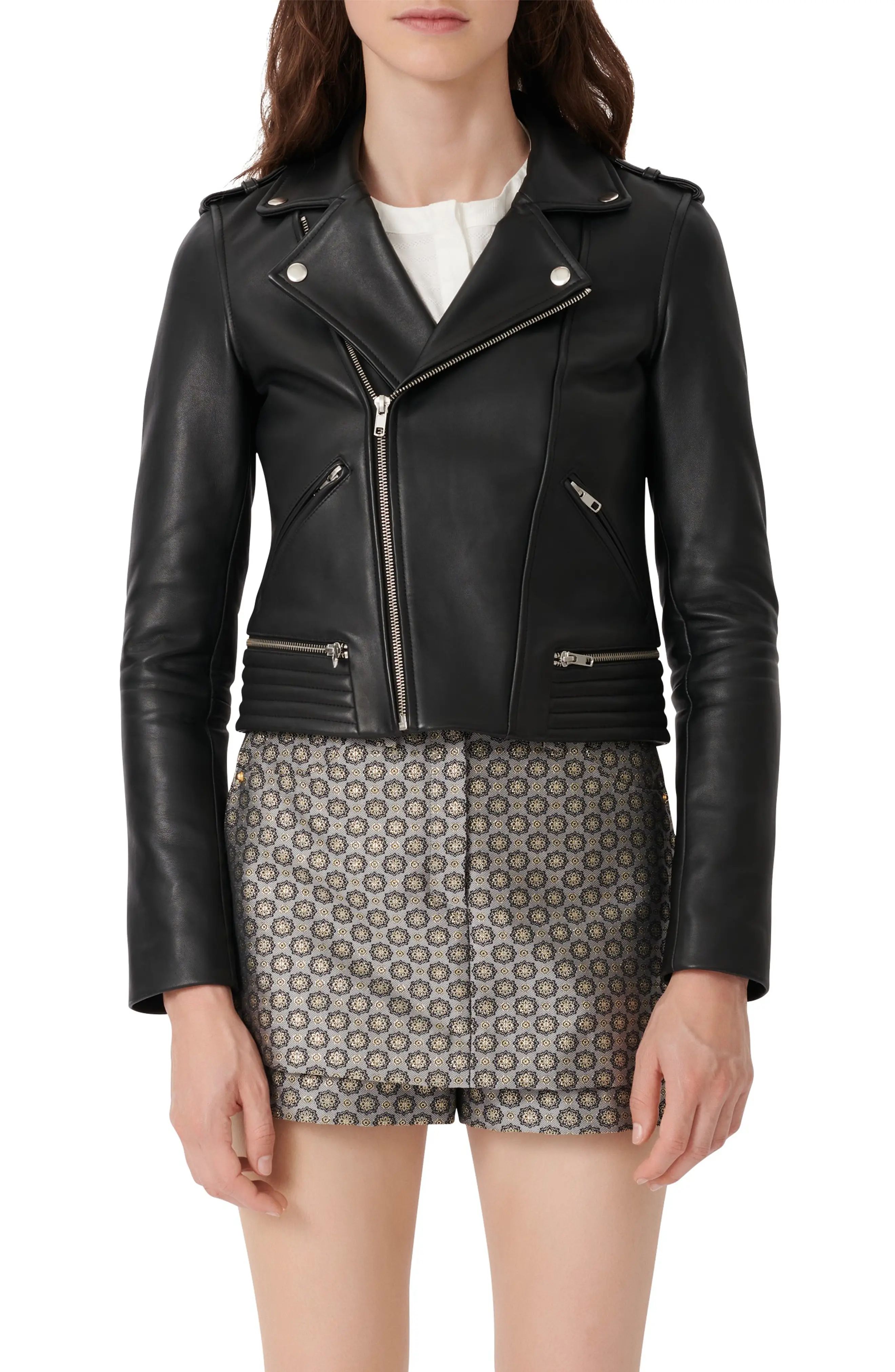 Women's Maje Leather Jacket, Size 8 US - Black | Nordstrom