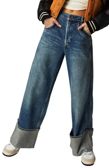Free People Final Countdown Cuffed Wide Leg Jeans in Zero at Nordstrom Rack, Size 28 | Nordstrom Rack