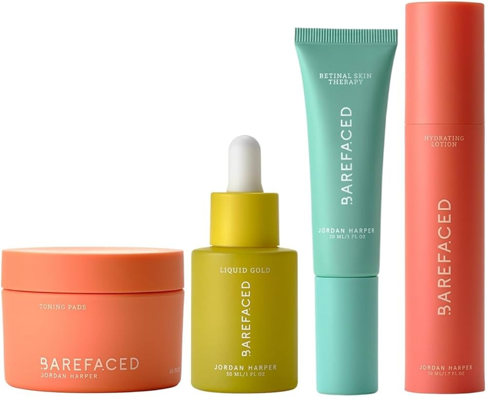 Barefaced Anti-Aging Bundle - Toning Pads, Liquid Gold, RetinAL, Hydrating Lotion - Brighten, Ret... | Amazon (US)
