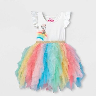 Toddler Girls' Minnie Mouse Rainbow Tutu Dress - Cream | Target