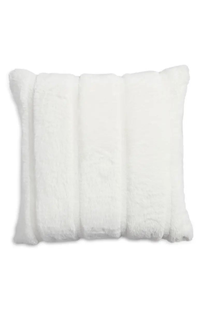 Nordstrom Jacquard Stripe Faux Fur Accent Pillow | Nordstrom | Nordstrom