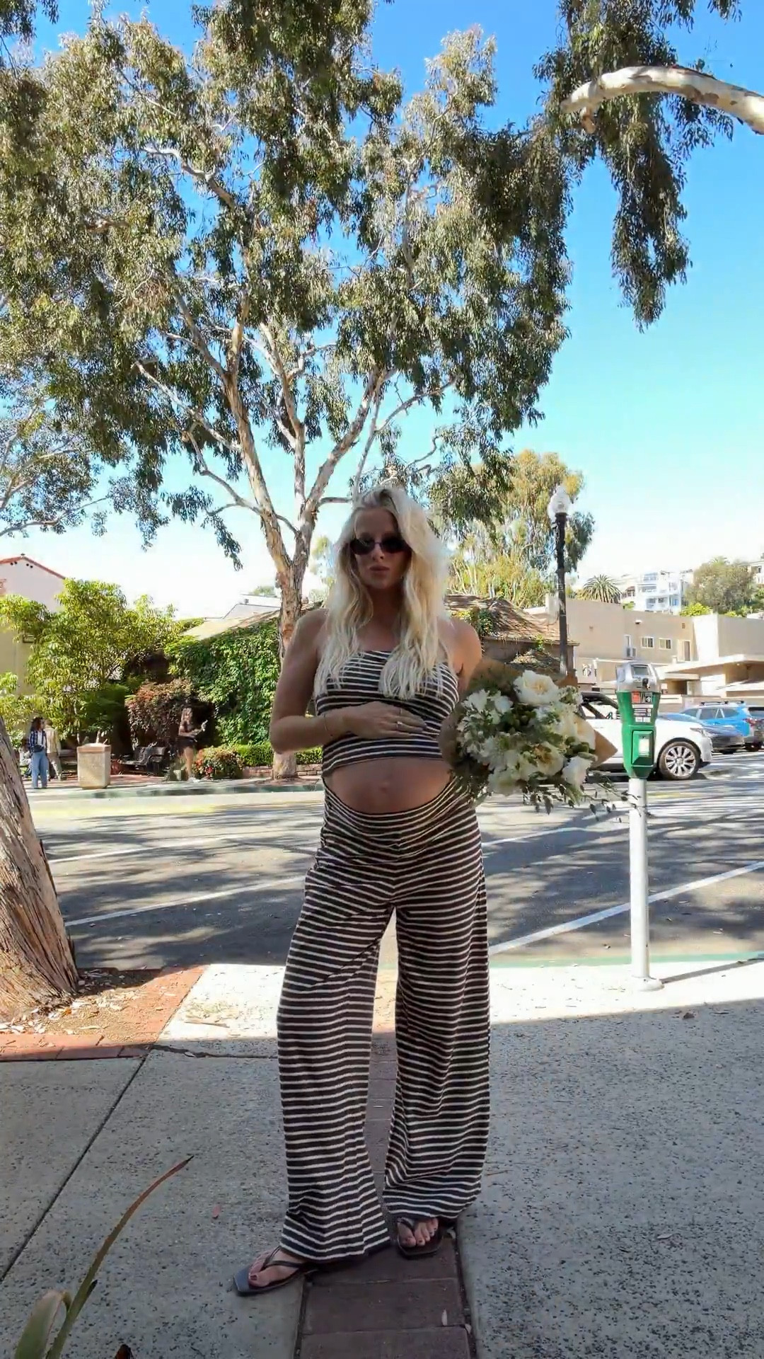 Wearing a medium in set (sized up for pregnancy), shoes are tts, code “KPGS20!” for discount on pointer finger ring! #kathleenpost

Farmers market outfit, errands outfit, summer outfit 2026, bump friendly, maternity look

#LTKootd #LTKSeasonal #LTKBump