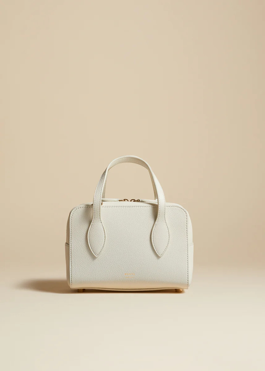 The Small Maeve Crossbody Bag in White Pebbled Leather | Khaite