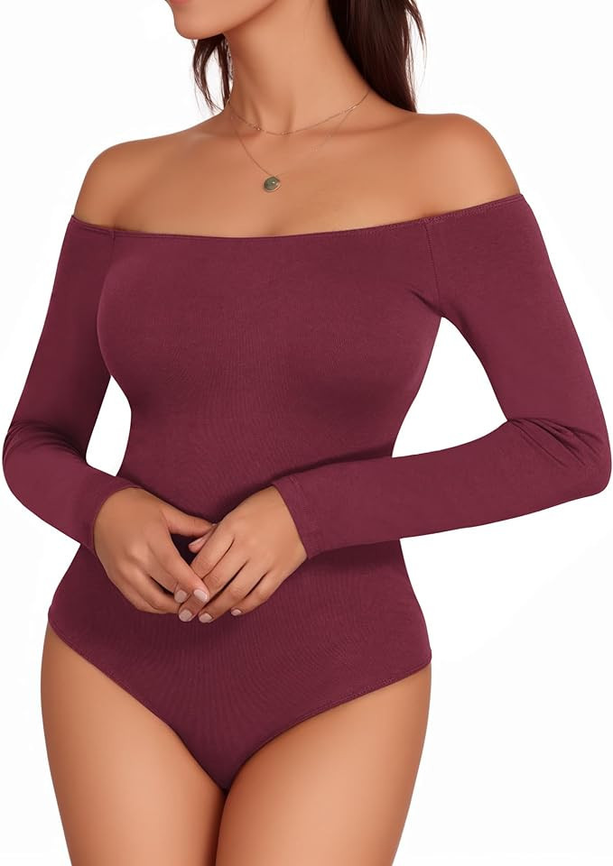 MANGOPOP Off The Shoulder Long Sleeve Short Sleeve Bodysuit for Women | Amazon (US)