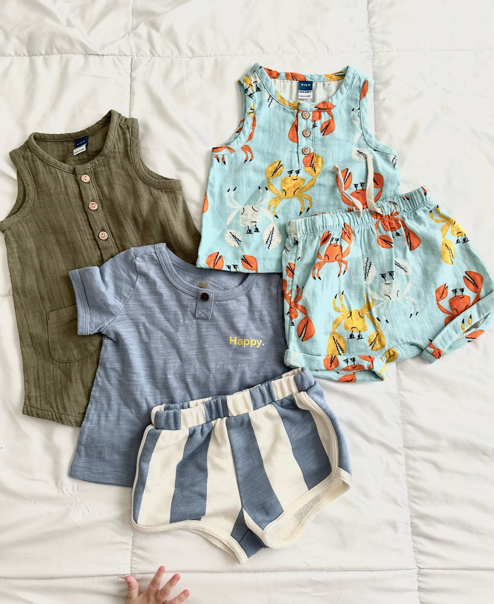 Found the super cute outfits when my MIL and I went to Old Navy the other day! She also found Koa some super cute onesies and a t-shirt perfect for summer.☀️

Baby clothes, baby outfit, old navy baby, baby sets, baby boy clothes

#LTKbaby #LTKkids #LTKsalealert