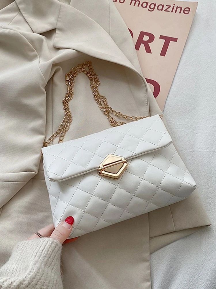 Quilted Push Lock Chain Bag | SHEIN