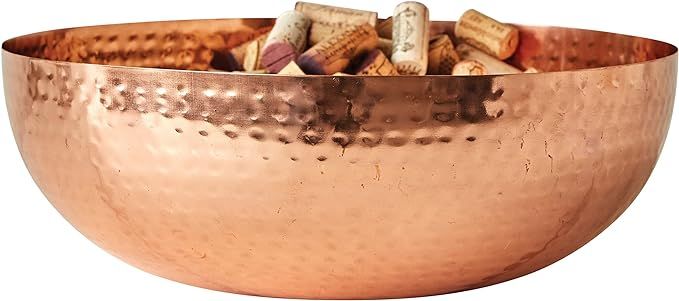 Creative Co-Op Round Hammered Metal Bowl, 14"L x 14"W x 4.5"H, Copper | Amazon (US)