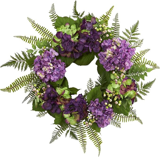 Nearly Natural 24in. Artificial Hydrangea Berry Wreath | Amazon (US)