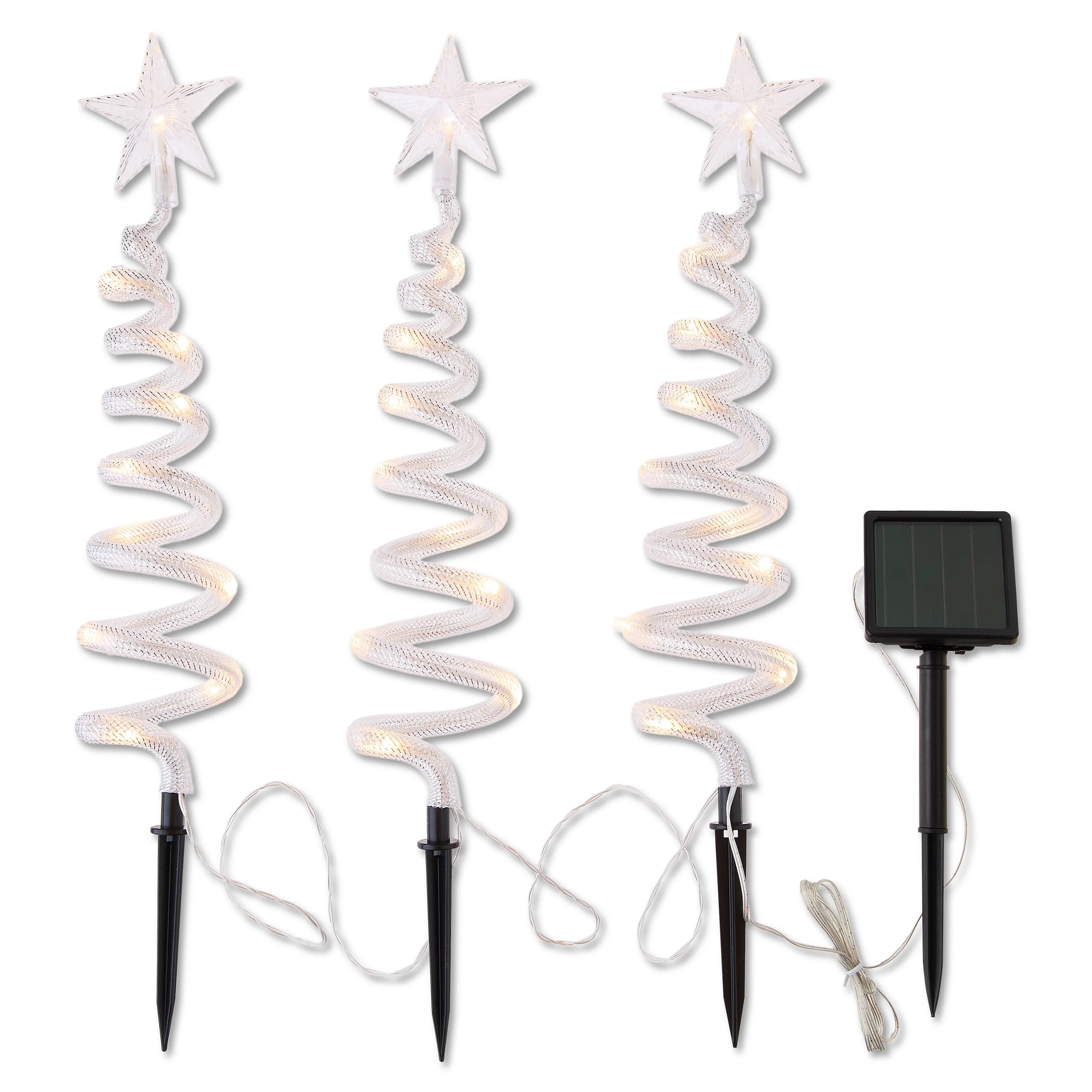 Outdoor Solar-Powered LED Spiral Tree Christmas Pathway Lights, Warm White, 3 Count, by Holiday T... | Walmart (US)