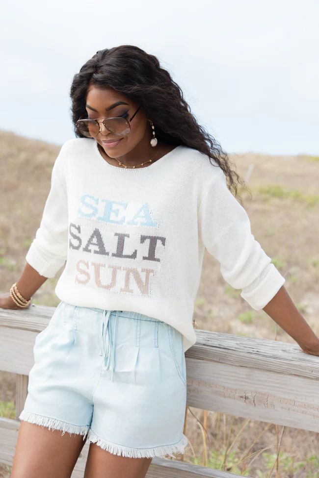 All I Need Is Sea Salt Sun Ivory Sweater | Pink Lily