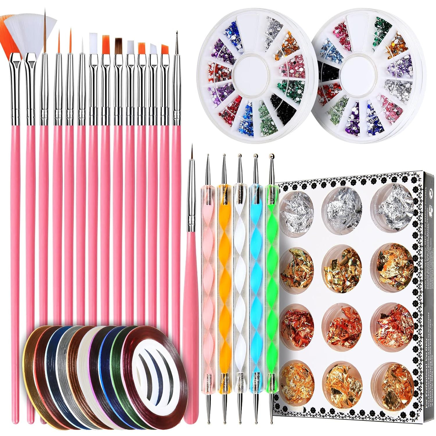 Nail Pen Designer, Teenitor Stamp Nail Art Tool with 15pcs Nail Painting Brushes, Nail Dotting To... | Amazon (US)