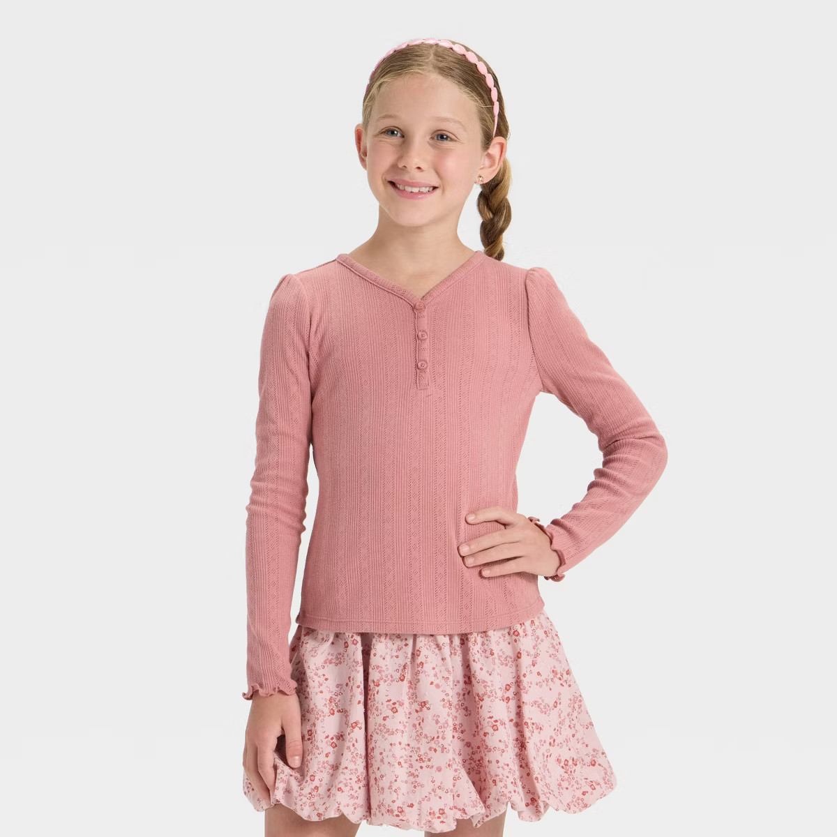 Girls' Long Sleeve Pointelle T-Shirt - Cat & Jack™ | Target