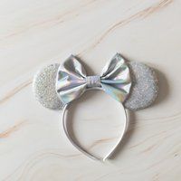 Silver Minnie Ears, Iridescent Mouse Mickey Ears | Etsy (US)