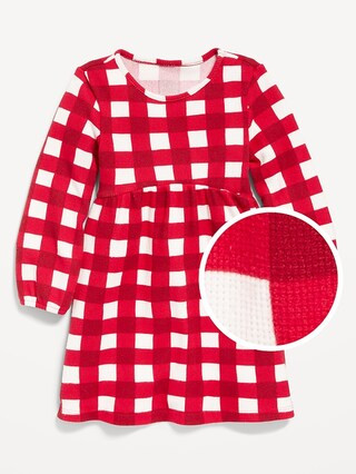Long-Sleeve Waffle-Knit Dress for Toddler Girls | Old Navy (US)