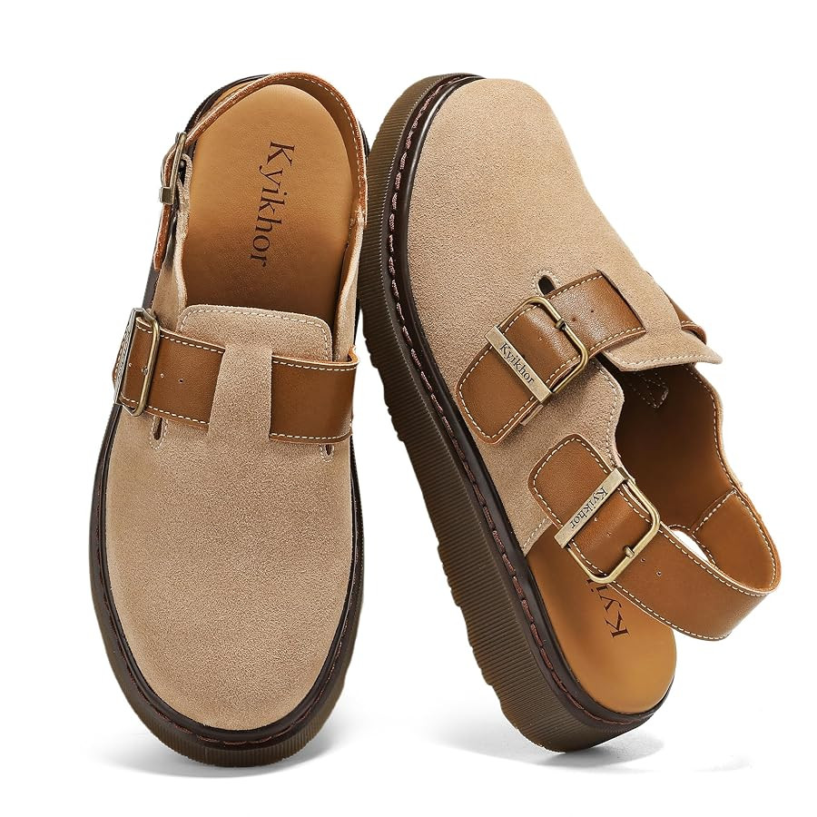 Women's Suede Leather Loafer Slip-Ons|Genuine Suede Clogs for Women|Comfort Footbed Leather Mules... | Amazon (US)