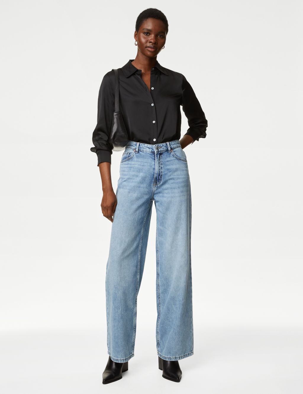 Lyocell™ Blend Mid Rise Wide Leg Jeans | Marks & Spencer (UK)