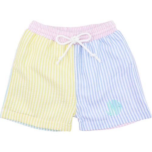 Pastel Seersucker Swim Trunks | Cecil and Lou