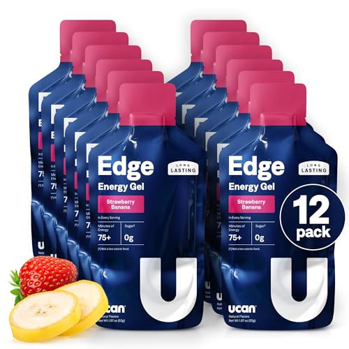 UCAN Edge Energy Gel Shots, Strawberry Banana (12, 2 Ounce Packets) for Running, Training, Workouts, Fitness, Cycling, Crossfit | Sugar-Free, Vegan, & Keto Friendly Energy | Amazon (US)