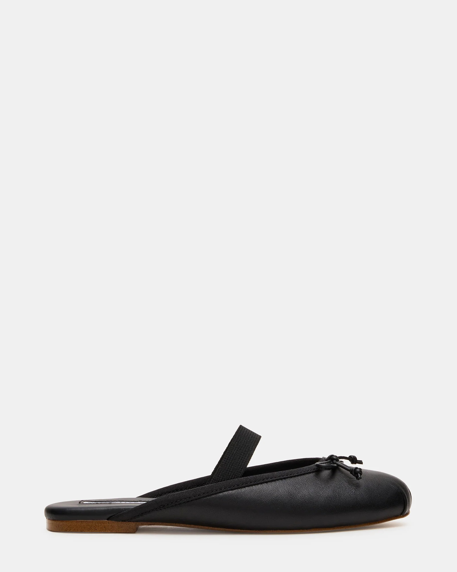 CUTESY Black Leather Slip-On Ballet Mule Women's Flat | Steve Madden (US)