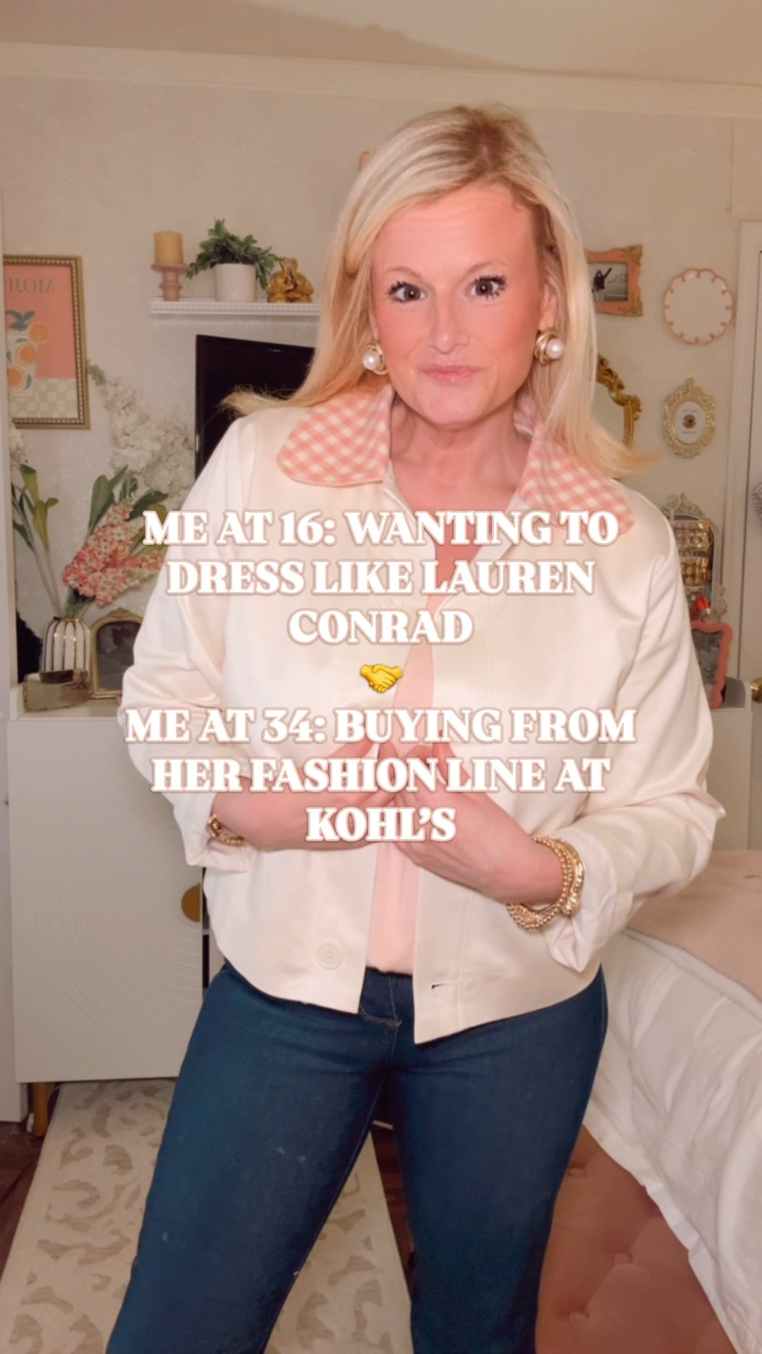 #AD #kohlspartner #kohlsfinds @Kohl's 

LC Lauren Conrad jacket Kohls | cropped twill jacket women | Lauren Conrad fashion line | preppy spring jacket | gingham collar jacket women

The LC Lauren Conrad Cropped Twill Jacket at Kohl’s is the cutest little spring jacket I ever did see. 

Cream lyocell cotton twill with the most perfect pink gingham collar detail. Button front. Two front pockets. Rounded cuffs. Cropped at exactly the right length. Fully lined.

I’m in a medium — true to size. Size up if you want a layerable fit.

The details are everything.

That pink gingham collar is the whole reason I bought the jacket. 😆 It is the detail that makes people ask where you got it. Classic, feminine, and considered. 

Exactly what you’d expect from Lauren Conrad’s design sensibility and exactly what Kohl’s delivered. She never fails me. 

This is your spring uniform jacket. Brunch. Work. Easter. Farmers market. Date night. It works for all of it.

If you are searching:
LC Lauren Conrad jacket
cropped twill jacket women
Lauren Conrad Kohls fashion
gingham collar jacket
preppy spring jacket women
spring blazer women
cropped jacket spring outfit
feminine jacket women
work outfit women spring
spring outfits women
brunch outfit women
Easter outfit women
Kohl’s fashion finds
affordable preppy style
classic feminine jacket

Kohl’s. In stock now.

Classic. Feminine. Lauren Conrad approved. 🤝
⸻
lc lauren conrad cropped jacket kohls, gingham collar twill jacket women, preppy spring jacket affordable, lauren conrad fashion line kohls, cropped jacket spring outfit women, feminine jacket spring 2026, easter outfit jacket women, brunch jacket outfit women, kohl’s fashion finds spring, classic preppy jacket women
⸻
#LTKFindsUnder100 #LTKFindsUnder50 #KohlsStyle #LaurenConrad #SpringJacket #PreppyStyle #SpringOutfits  

#LTKSeasonal #LTKWorkwear #LTKSaleAlert