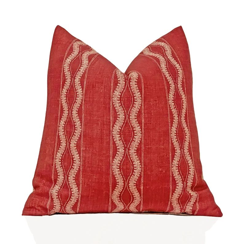 Peter Dunham Zanzibar Pillow Cover in Red, Designer Pillow, Sofa Pillow, Decorative Throw Pillow ... | Etsy (US)