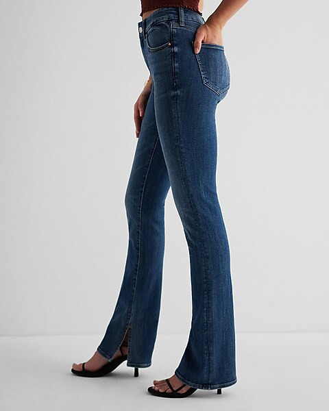 Mid Rise Dark Wash FlexX Skyscraper Jeans | Express