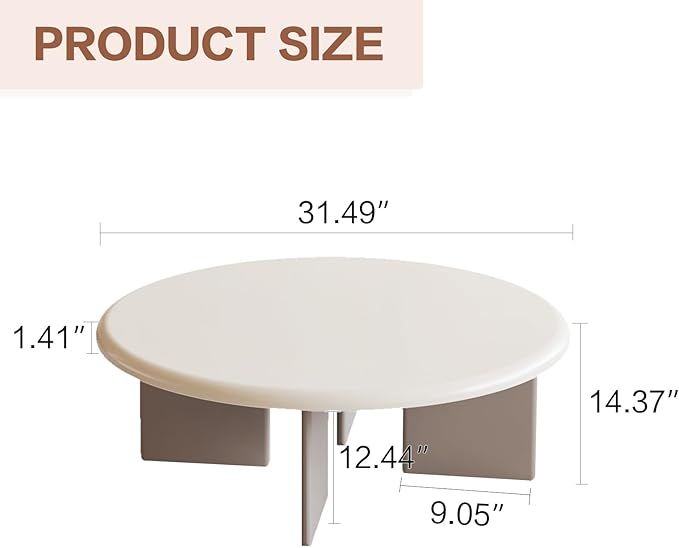 QEZEOM Modern Round Coffee Table, Sofa Table Living Room Low Coffee Table, Unique Interior Center... | Amazon (US)