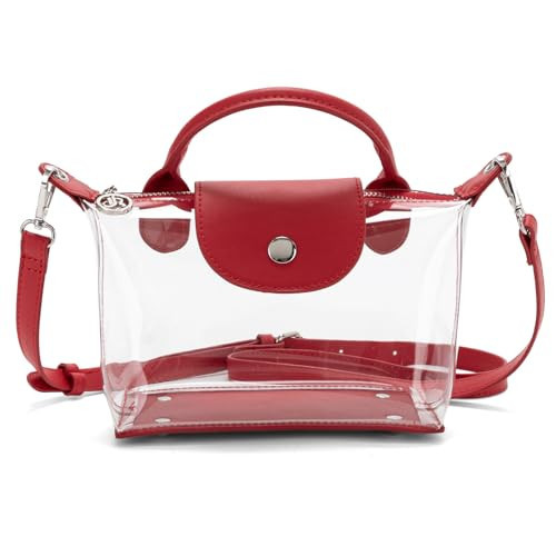 Y&R Direct Clear Bag Purse for Stadium Approved Transparent Crossbody Purse Handbags for Concerts Sports Events (Red) | Amazon (US)