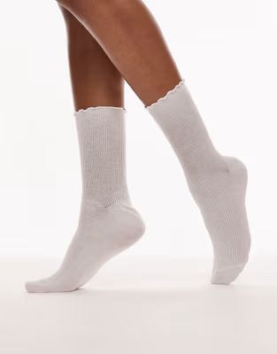 Topshop ribbed frill socks in white | ASOS (Global)