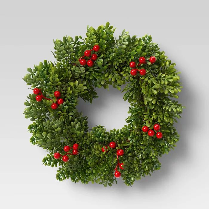 Mini Wreath Boxwood Red Berry - Threshold™ | Target