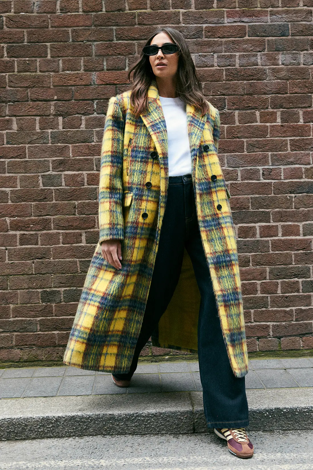 Checked Brushed Maxi Coat | boohoo (US & Canada)