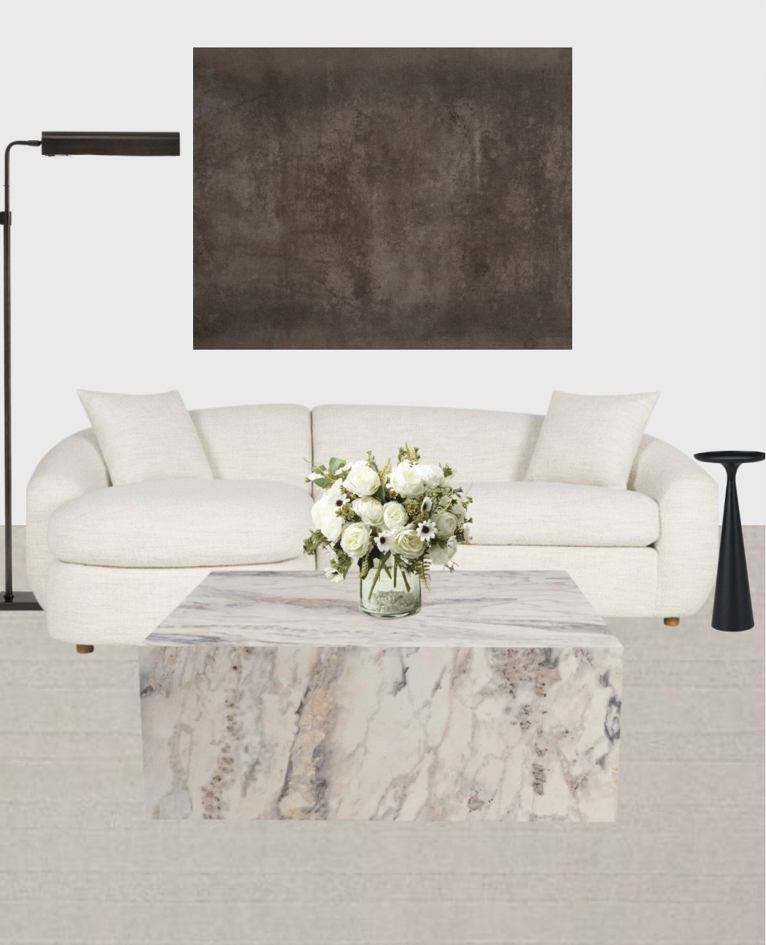 Living room, Modern Living Room, beige sectional, marble coffee table, marble square coffee table, black floor lamp, floral arrangement, black end table, beige area rug, collection prints wall art, Boucle sofa, modern decor, modern home style, cozy living space, cozy decor, modern decor, living room goals, modern living room,  living room, stylish interiors#LTKMostLoved 

#LTKStyleTip #LTKHome #LTKStyleTip #LTKHome #LTKFamily