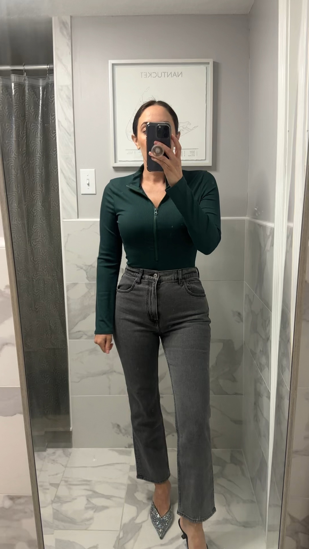 Amazon bodysuit try on - runs big, size down 

Jeans- my faves and true to size 

Heels - sold out but added similar ones 