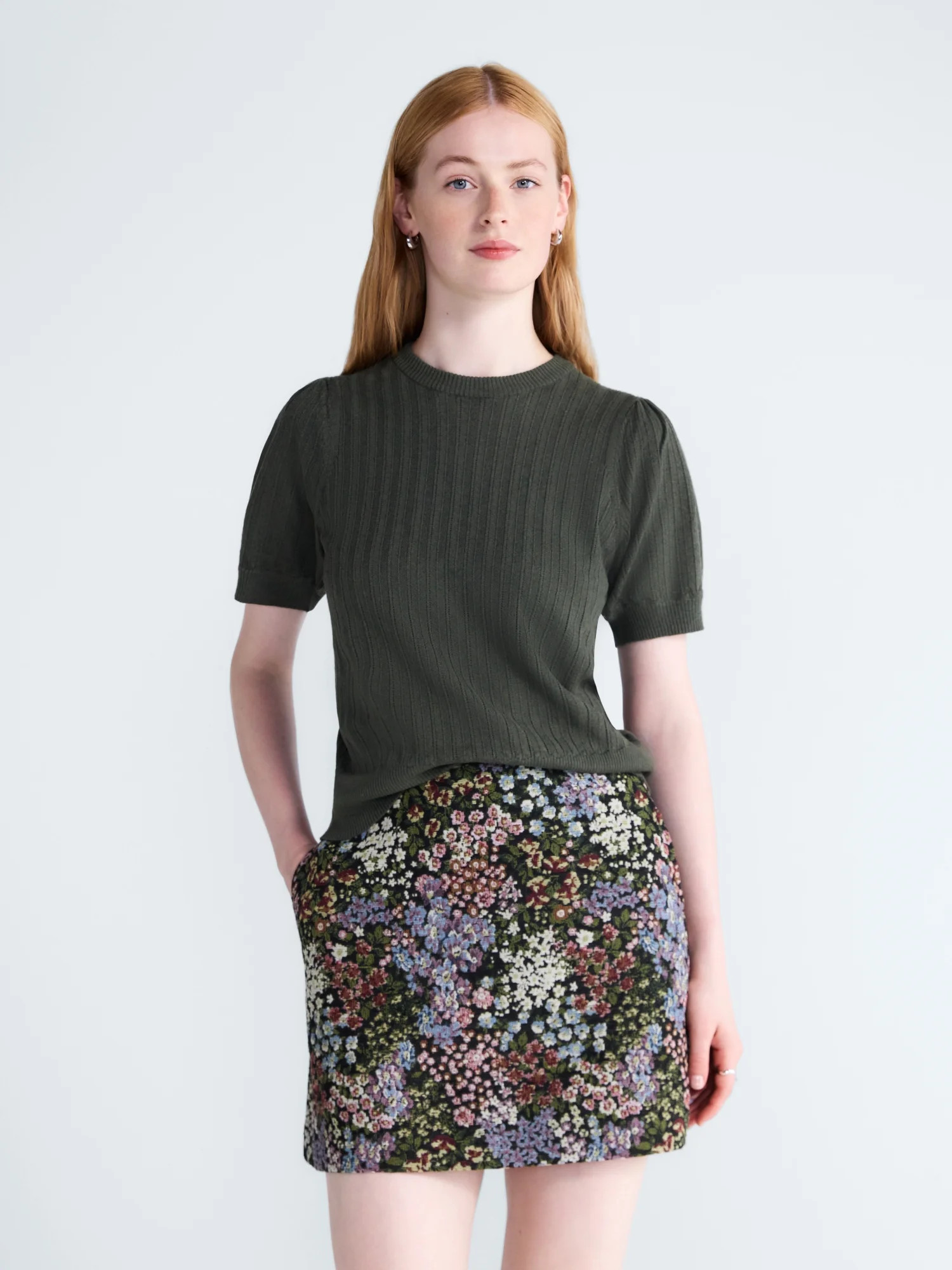 Free Assembly Women’s and Women's Plus Pointelle Sweater with Puff Sleeves, Sizes XS-4X | Walmart (US)