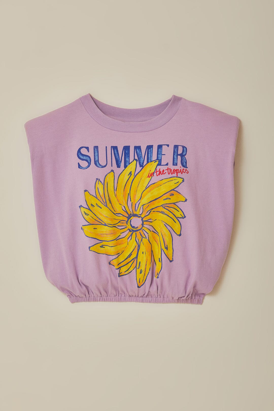Lilac Summer In The Tropics Shoulder Pad Organic Cotton T-Shirt | FarmRio (US)
