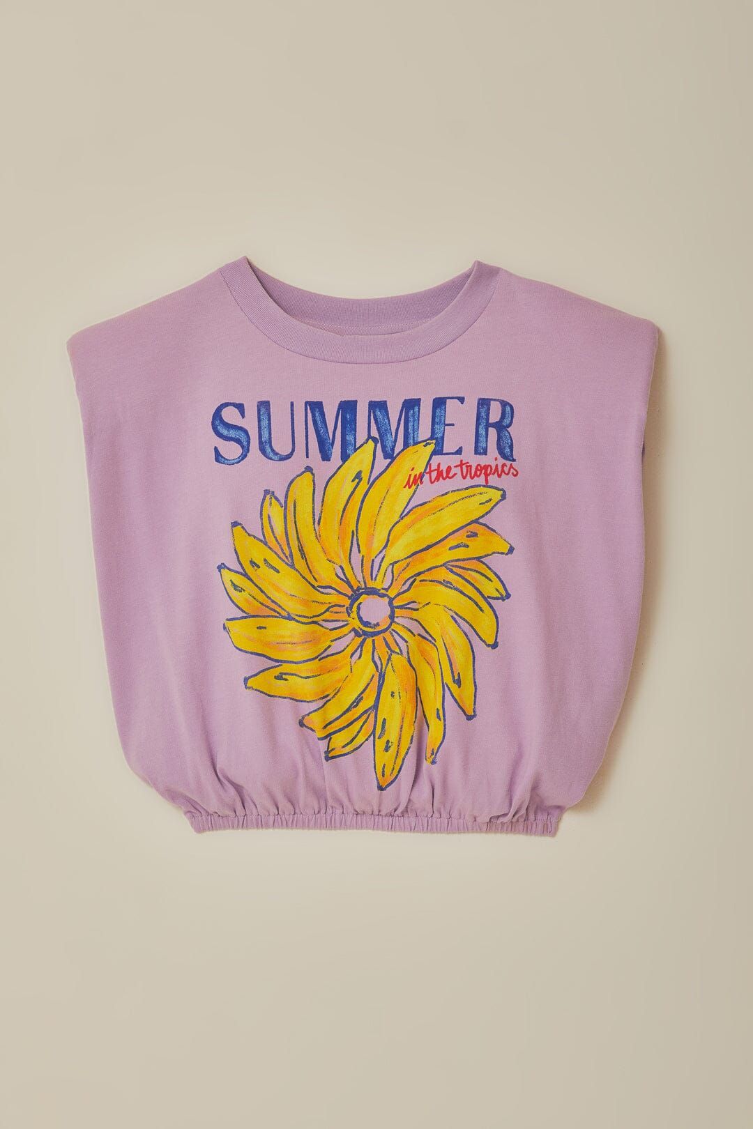 Lilac Summer In The Tropics Shoulder Pad Organic Cotton T-Shirt | FarmRio