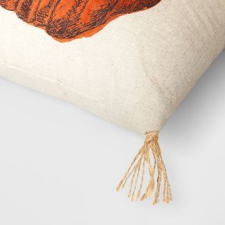 Embroidered and Appliqued Pumpkin Square Throw Pillow Almond/Orange - Threshold™ | Target