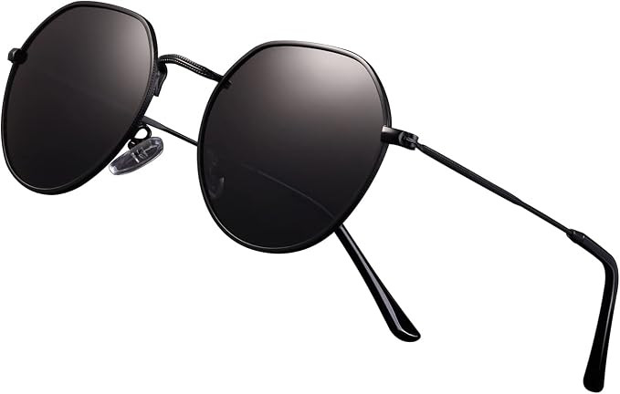 Polarized Polygon Round Sunglasses Classic Half Hexagon Circle Vintage Sun Glasses For Women Men ... | Amazon (US)