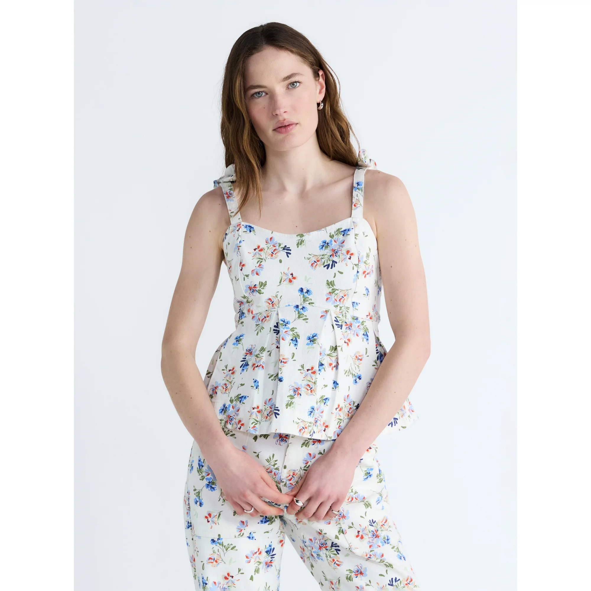 Free Assembly Women's Floral Sleeveless Peplum Top, Sizes XS-XXL | Walmart (US)