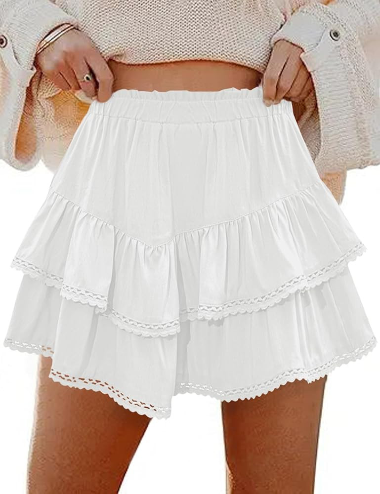 LOMON Flowy Skorts for Women Ruffle Tiered Skorts Casual High Waist Mini Skirts Tennis Golf Croch... | Amazon (US)