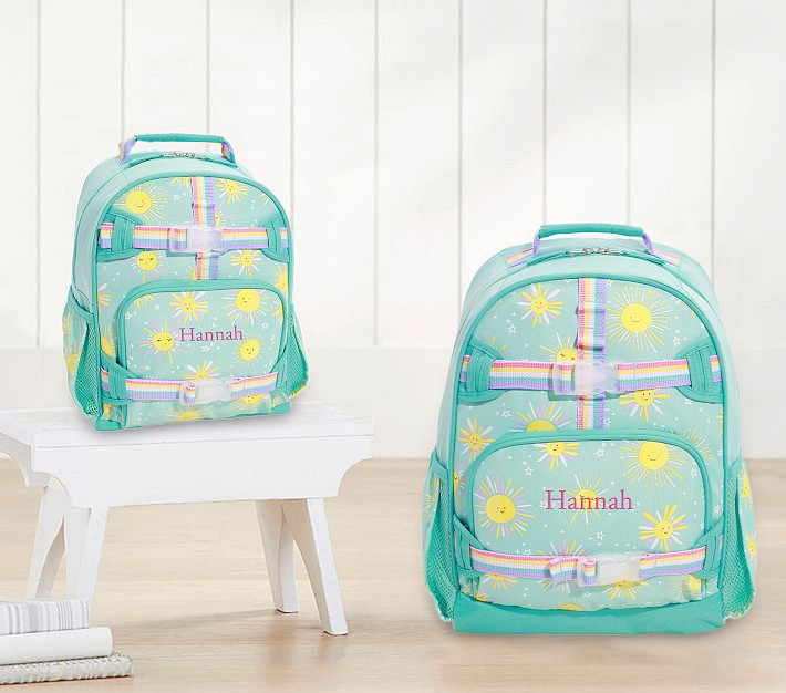 Mackenzie Aqua Sunshine Glow-in-the-Dark Backpacks | Pottery Barn Kids