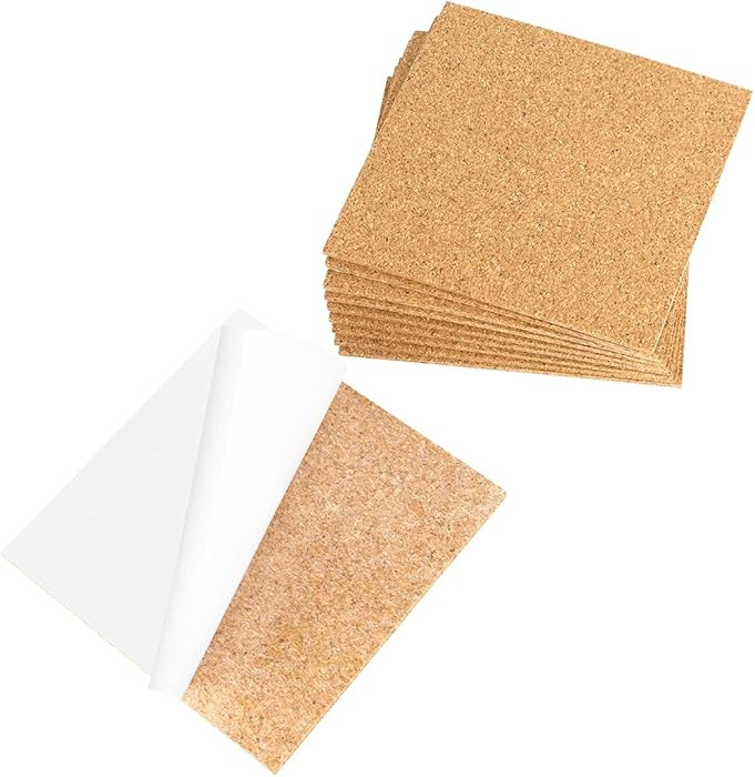 10 Pack Sheets Cork Coasters 4" Self-Adhesive Mats for DIY Coasters Craft Accessories (Squares) | Amazon (US)