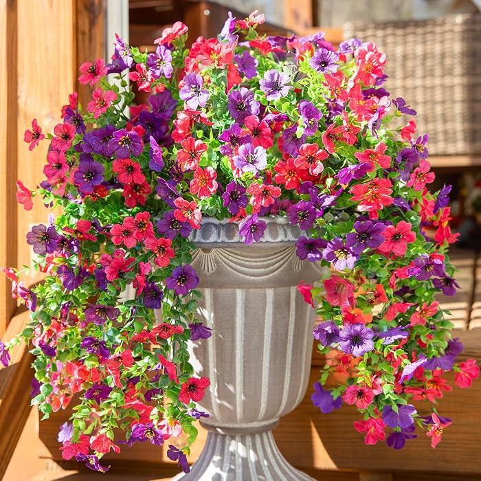 HyeFlora Artificial Flowers for Outdoors Decoration, 2Pcs Fake Hanging Spring Summer Decor, Purpl... | Amazon (US)