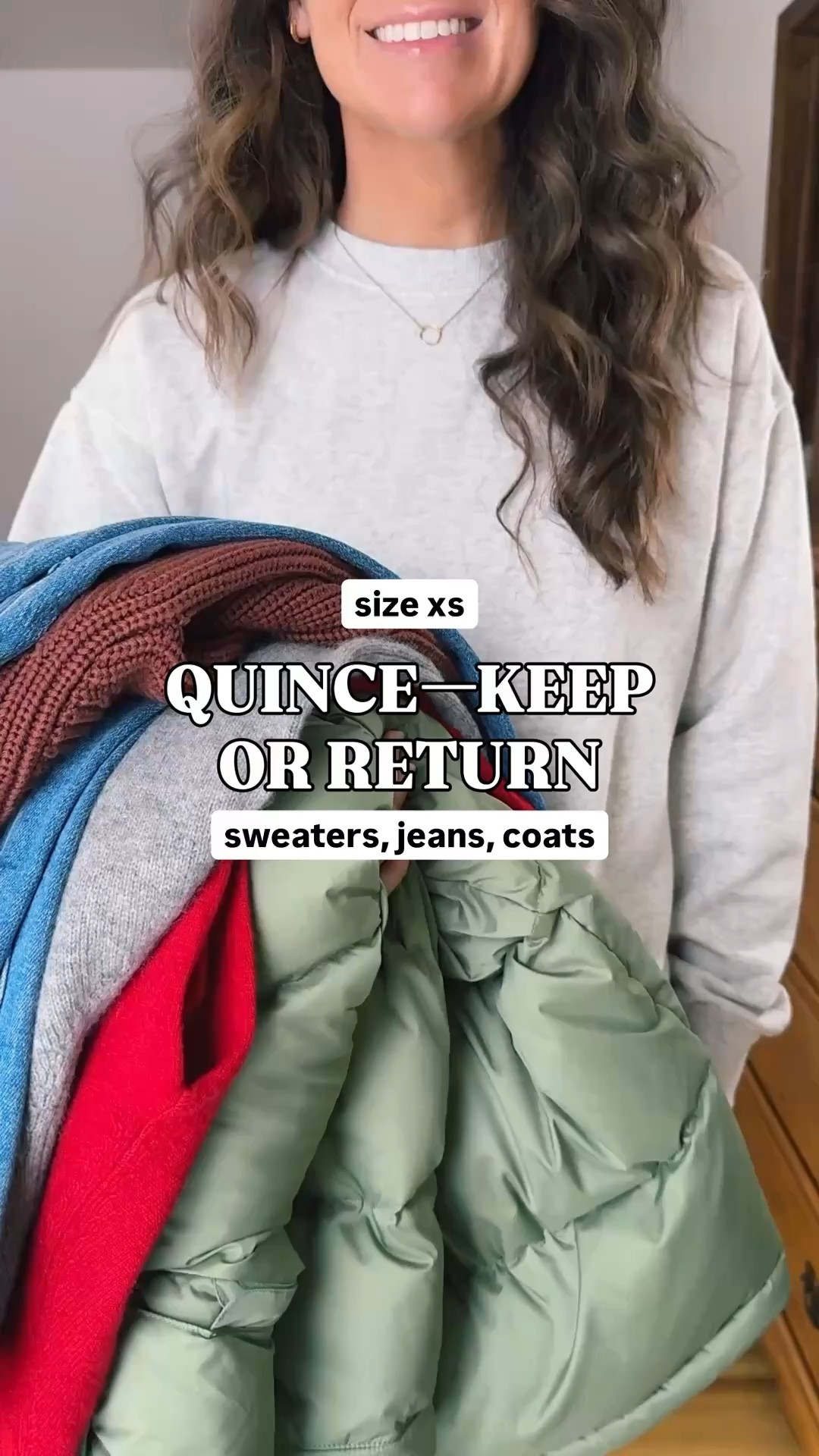 Quince try on: sweaters, jeans, coats

use INFG-25MARISSA10  for 10% off your first order from Quince (new customers only!)

Outfit 1: size 24 in the 26” inseam in these jeans (Bella stretch relaxed straight) and size xs in my crewneck. My sneakers are 6.5.

Outfit 2: size 24 in the 26” inseam in these jeans (Bella stretch relaxed straight) and size xs in my red cashmere cardigan. My shoes are size 6.5 and I also linked a more affordable pair.

Outfit 3: size 24 in the 26” inseam in these jeans (Bella stretch relaxed straight) and size xs in my grey cashmere crewneck sweater. My Birkenstock clogs are size 6 (also linked a more affordable pair). 

Outfit 4: xs in my green puffer coat. size 24 in the 26” inseam in these jeans (Bella stretch relaxed straight) and size xs in my grey cashmere crewneck sweater. My Birkenstock clogs are size 6 (also linked a more affordable pair). 

Outfit 5: size 24 in the 26” inseam in these Luna Straight jeans and size xs in this redwood brown cotton cardigan. 
 
#quincedenim #quincetryon #cashmeresweater #cottonsweater #cashmerecardigan #cottoncardigan #quincesweater 

#LTKFindsUnder100 #LTKPetite #LTKSeasonal