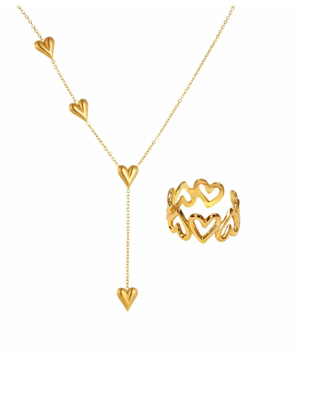 Perfect Match Jewelry Set (ring + Necklace) Heart Necklace With Matching Adjustable Heart Eternit... | Etsy (US)