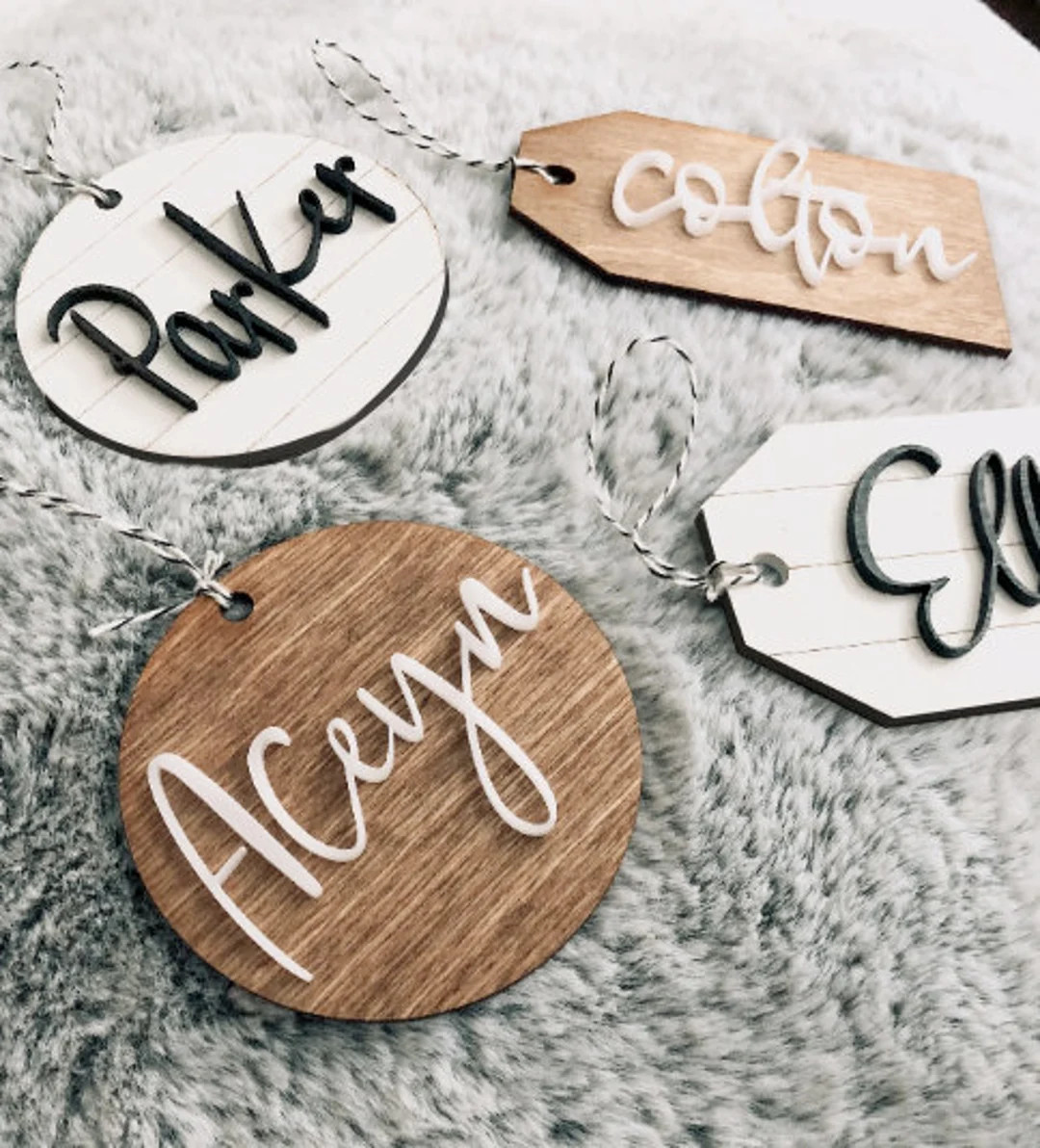 Modern Wood Tags | Personalized Wood Shiplap Tags | Laser Cut Gift Tags | Etsy (CAD)