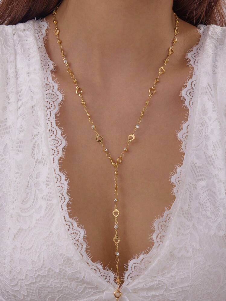 1pc Fashionable Y-Shaped Long Crystal Rhinestone Necklace | SHEIN