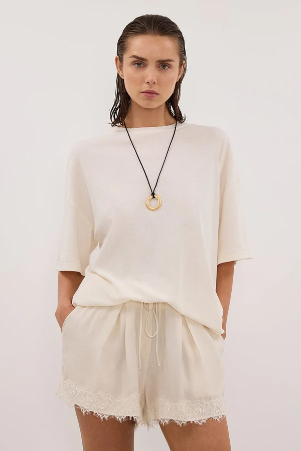 ANDREA SANDSTONE CUPRO LACE SHORT | DISSH