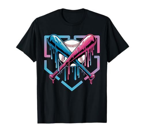 Baseball Home Plate Drip Ice Cream Sprinkles, Baseball Bat T-Shirt | Amazon (US)